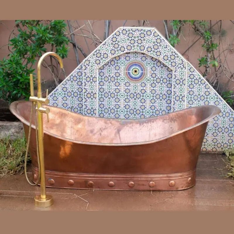 Unlacquered Solid Brass Tub Filler and Handheld Standing Two Outlets Bathtub Faucet alternate view 2