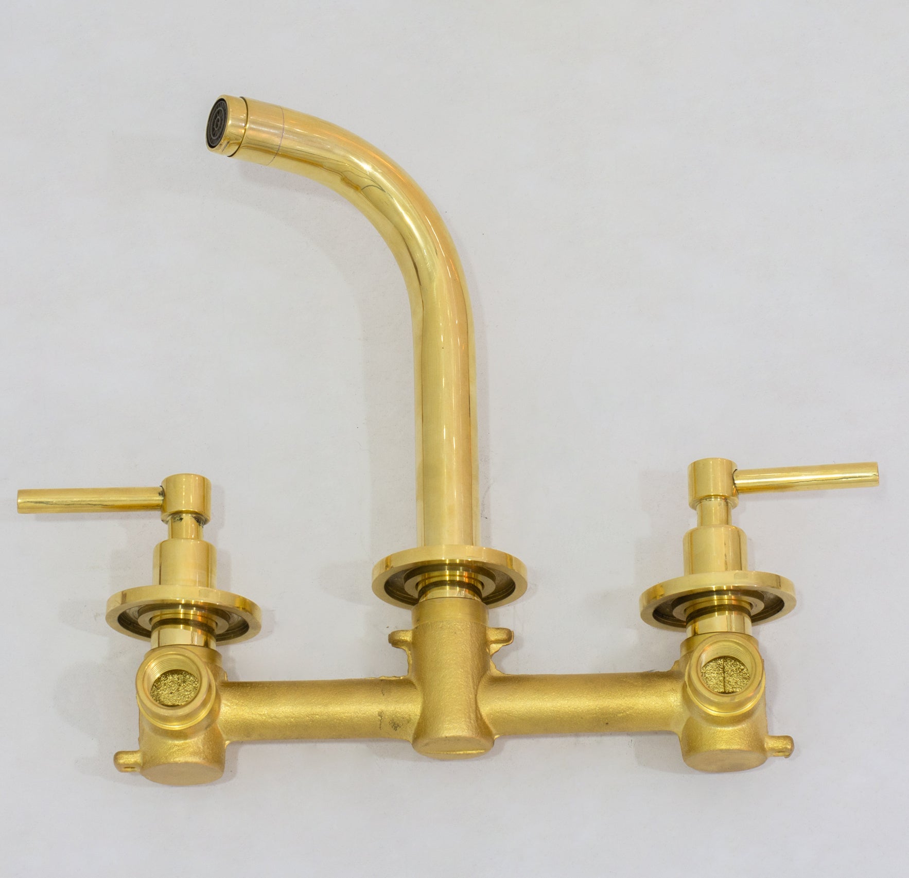 Unlacquered Solid Brass Wall Mounted Bathroom Vessel Sink Faucet, Antique Basin Vanity Faucet alternate view 12