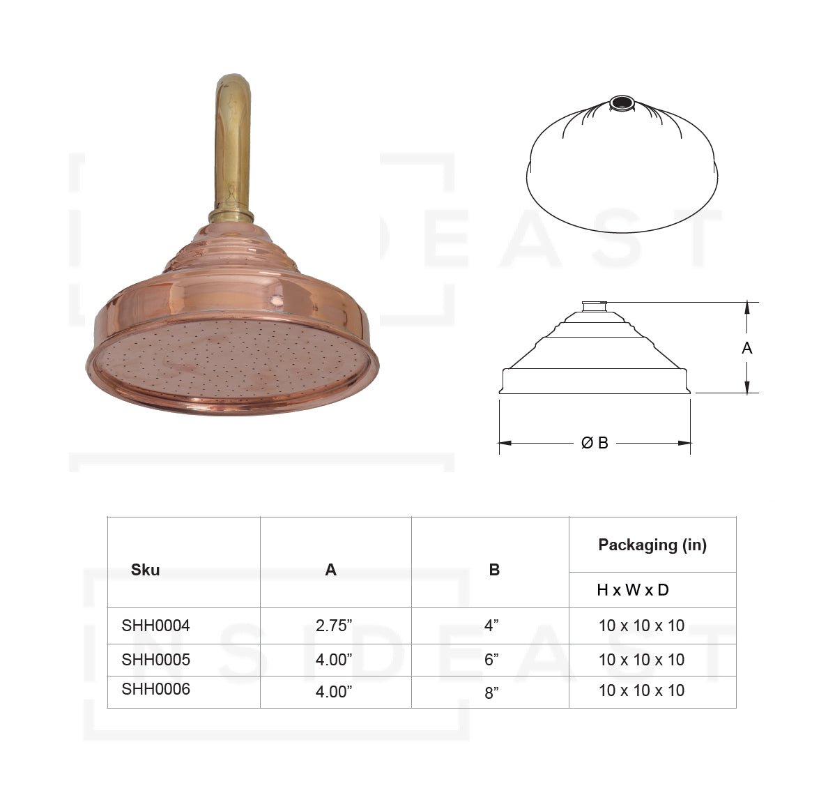 Unlacquered Solid Copper Rain Shower Head, Large Round Handcrafted Vintage Showerhead, Works Outdoor alternate view 7