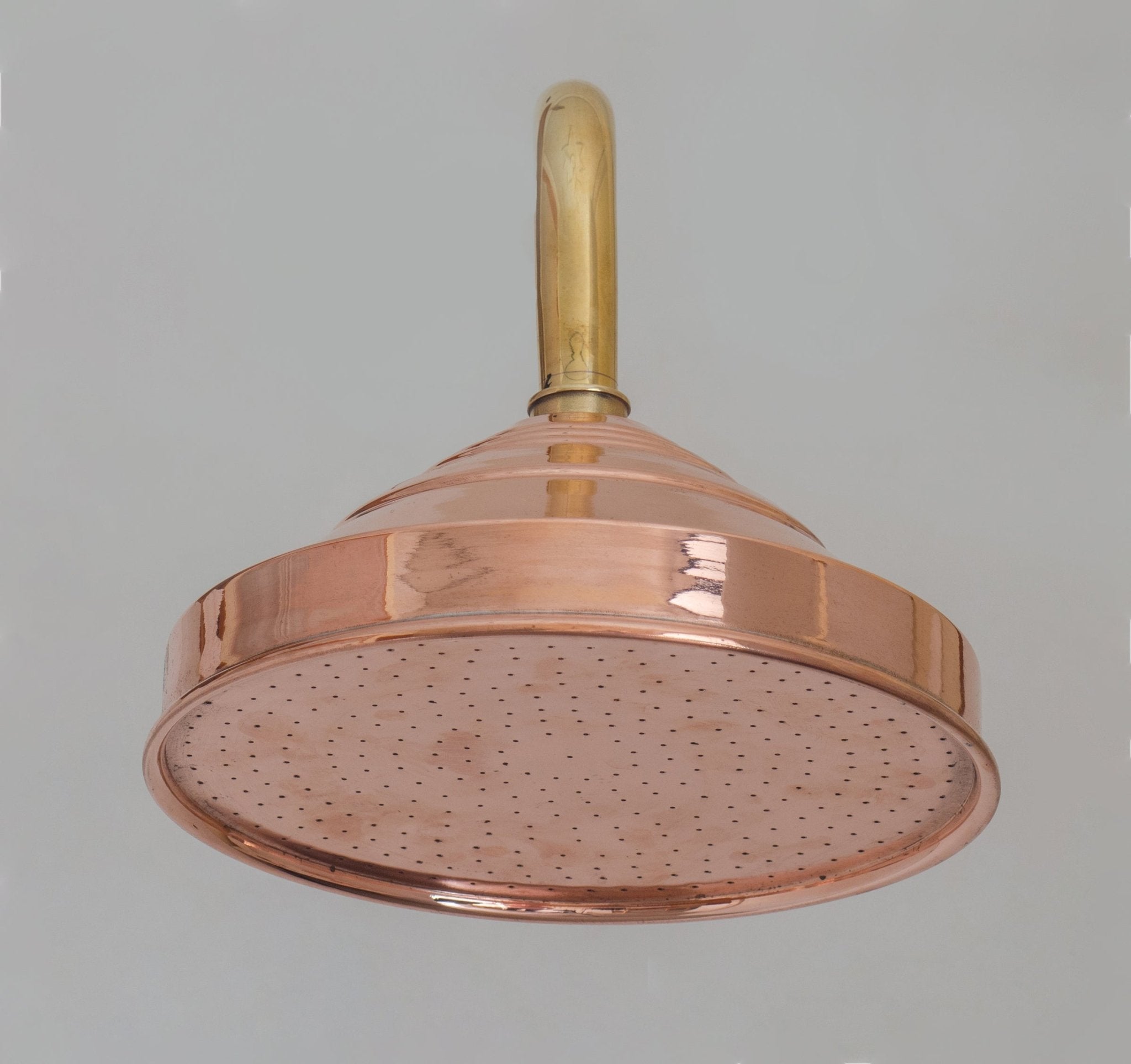 Unlacquered Solid Copper Rain Shower Head, Large Round Handcrafted Vintage Showerhead, Works Outdoor alternate view 5
