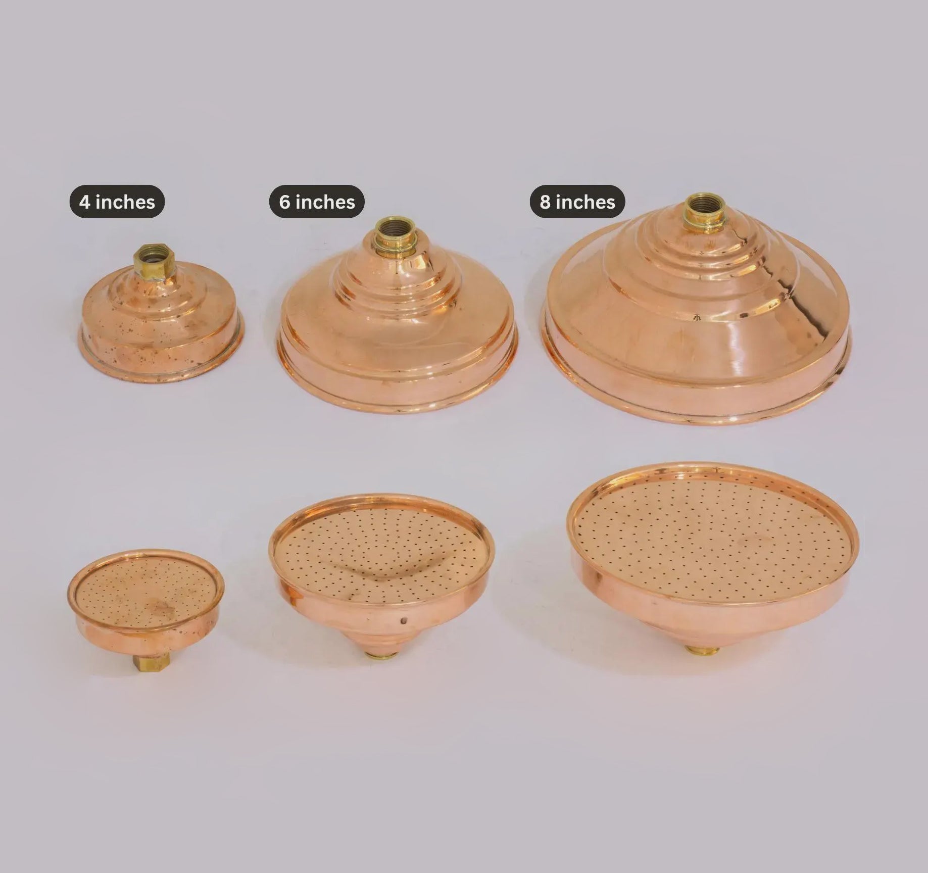 Unlacquered Solid Copper Rain Shower Head, Large Round Handcrafted Vintage Showerhead, Works Outdoor alternate view 6