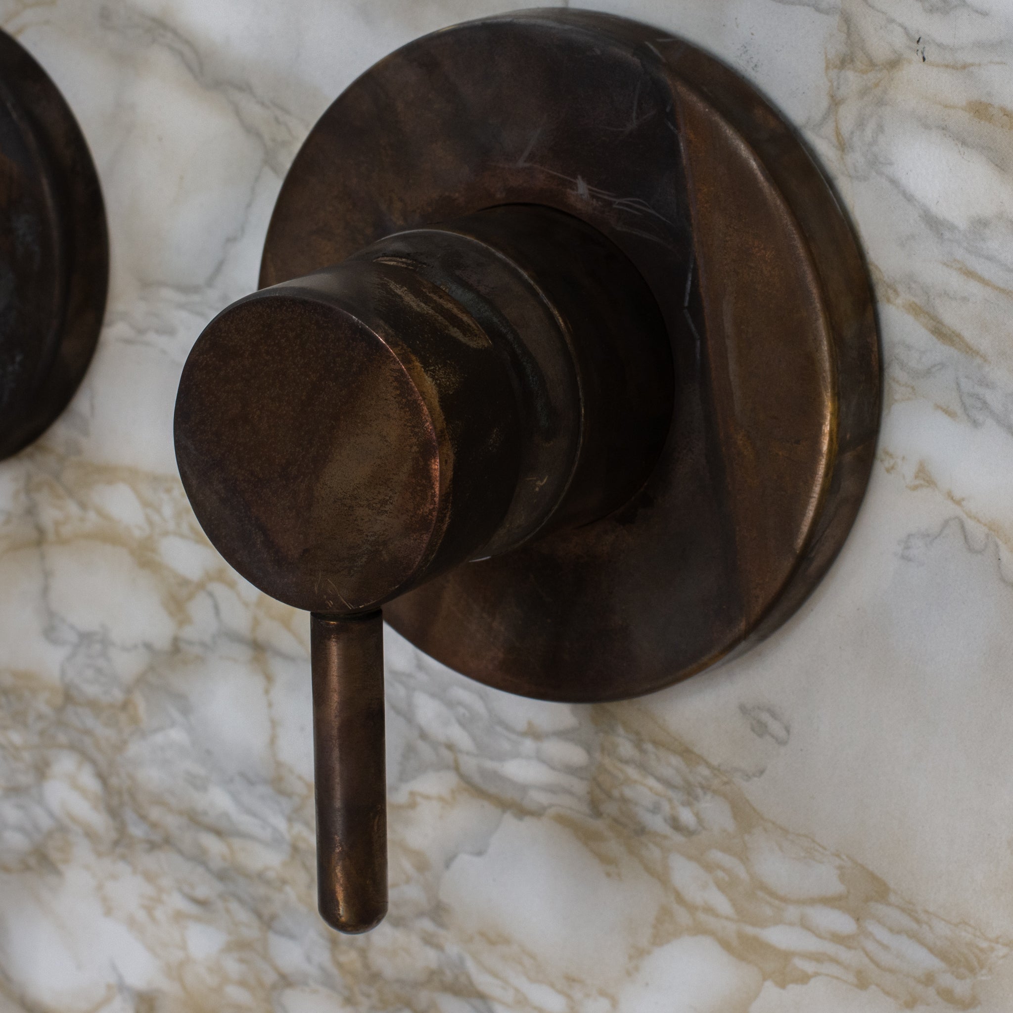 Vintage Bathroom Wall Faucet, Aged Brass Built-in Faucet, Concealed Mixer Tap, Recessed Basin Mixer Faucet alternate view 4