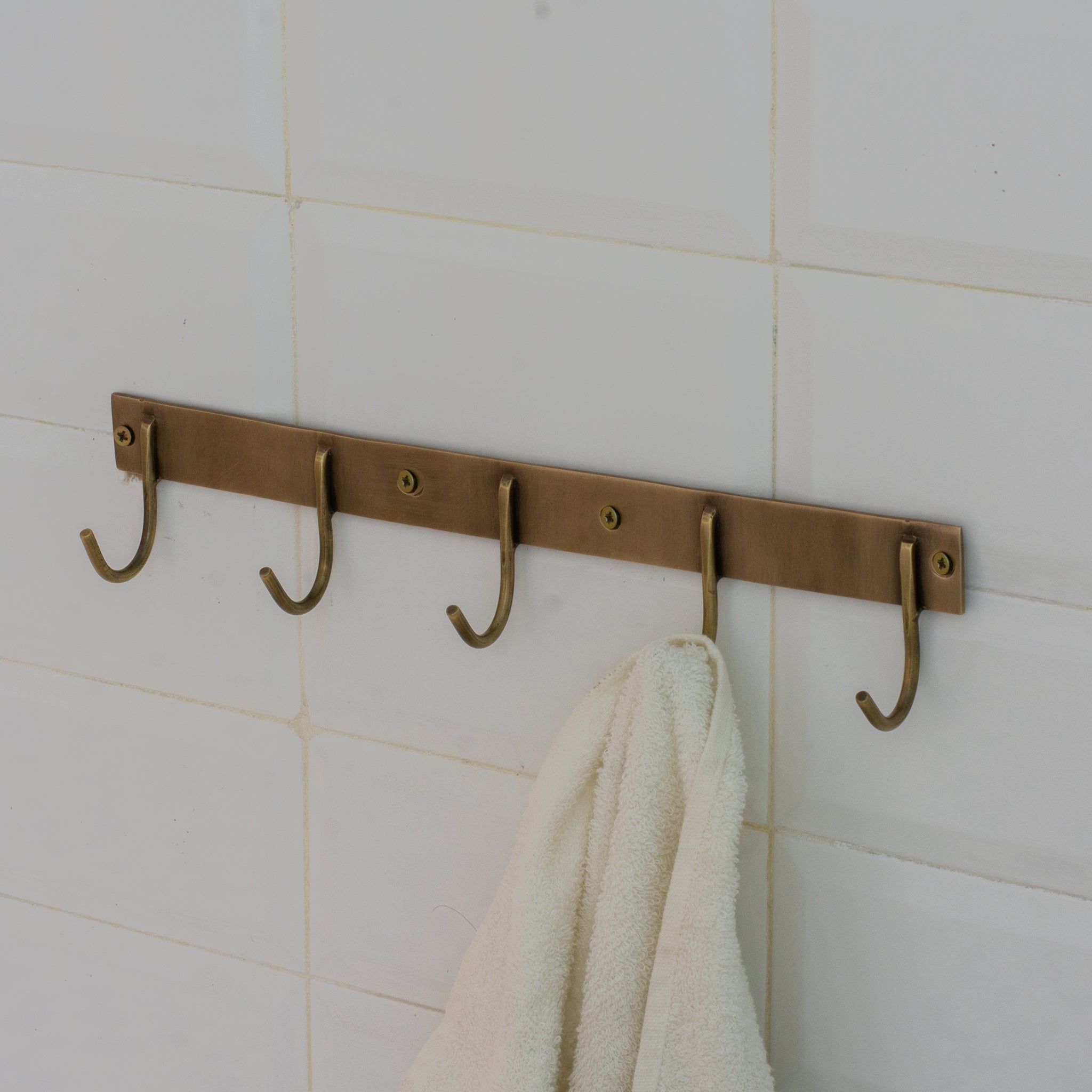 Vintage Brass Hooks Rail | Coat Rack Hooks alternate view 2
