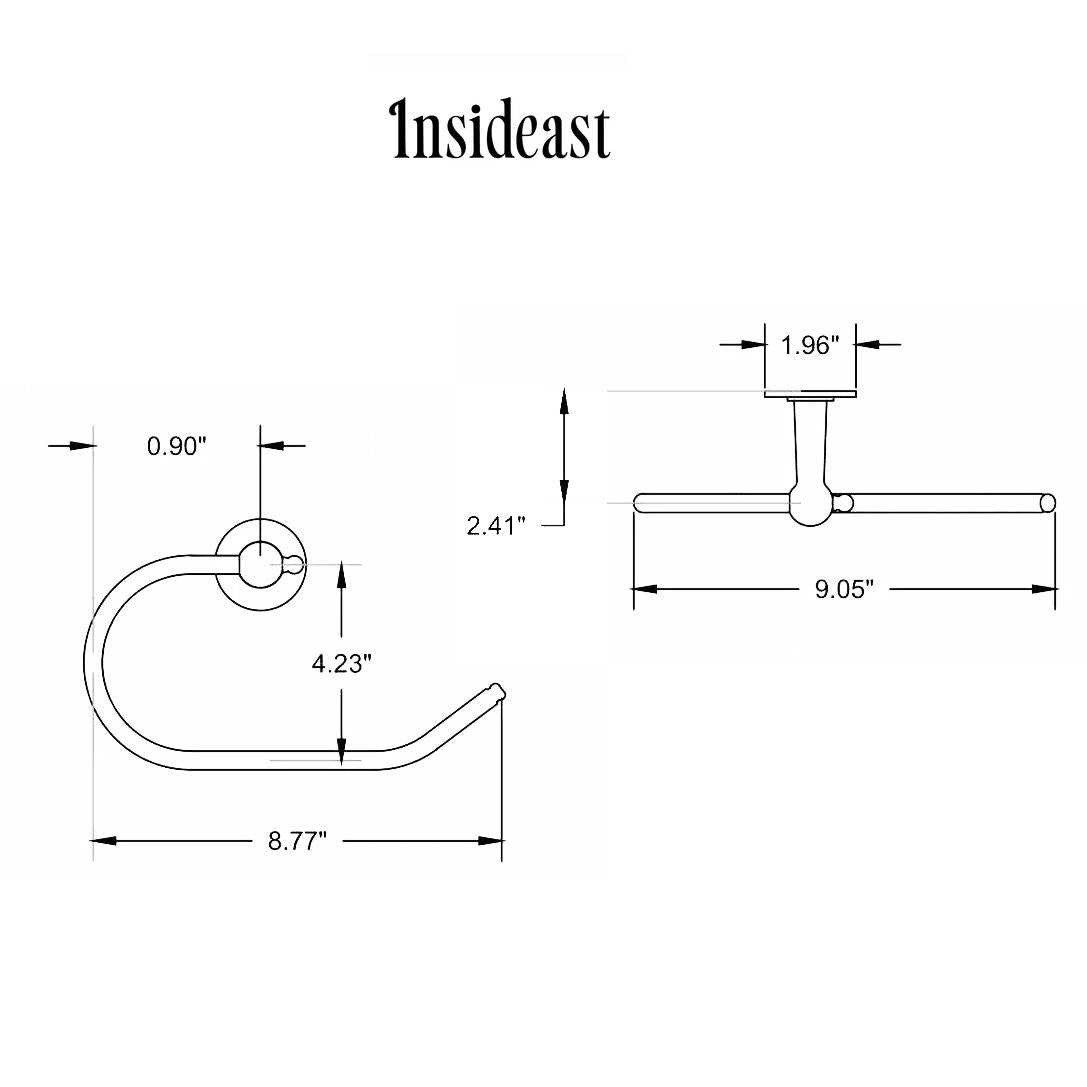 Vintage Brass Towel Holder, Towel Ring Hanger, Wall Mount Bathroom Ring Holder, Hand Engraved Ring For Towels alternate view 7