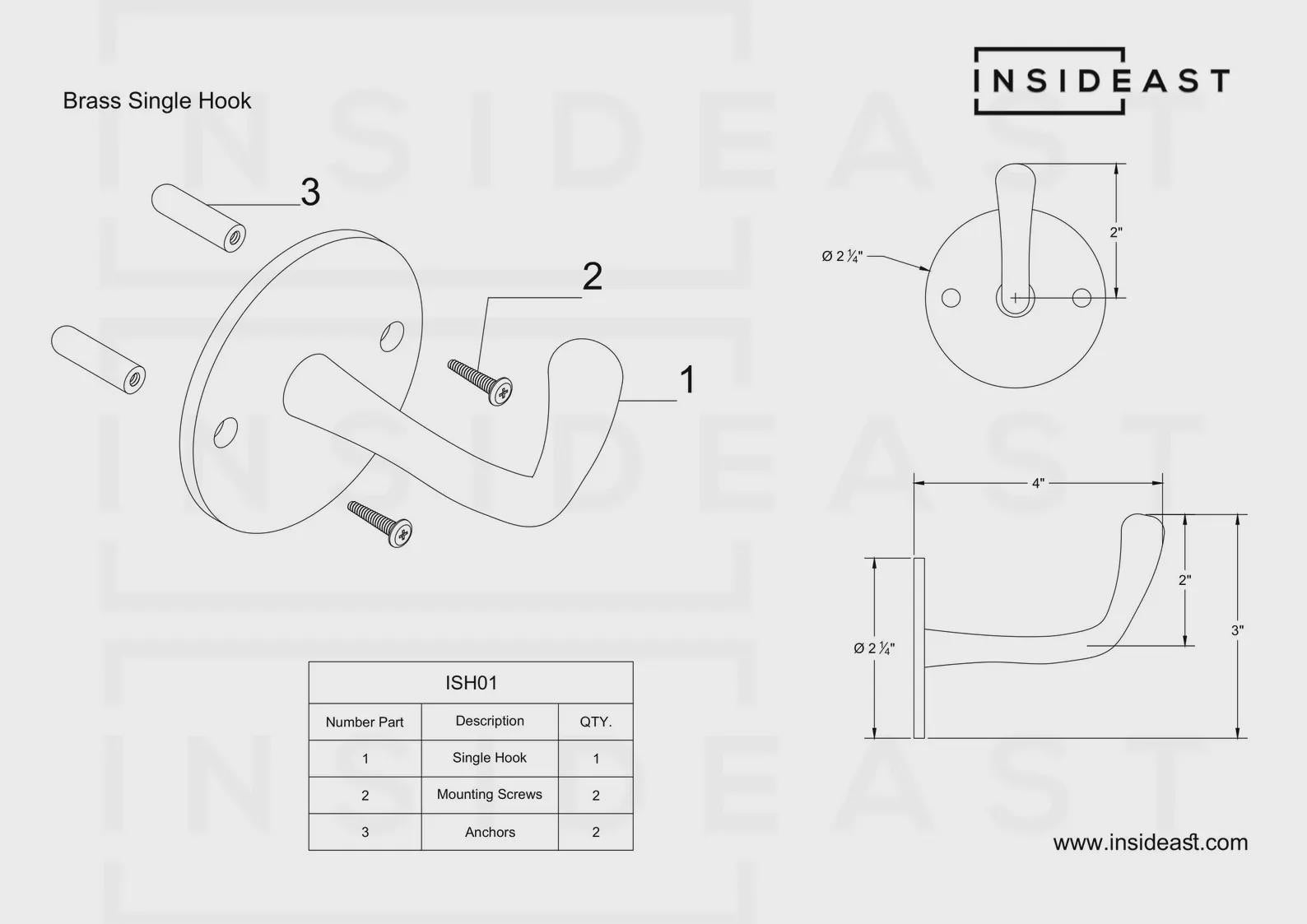 Vintage Hooks Set | Solid Brass Single Hook alternate view 10