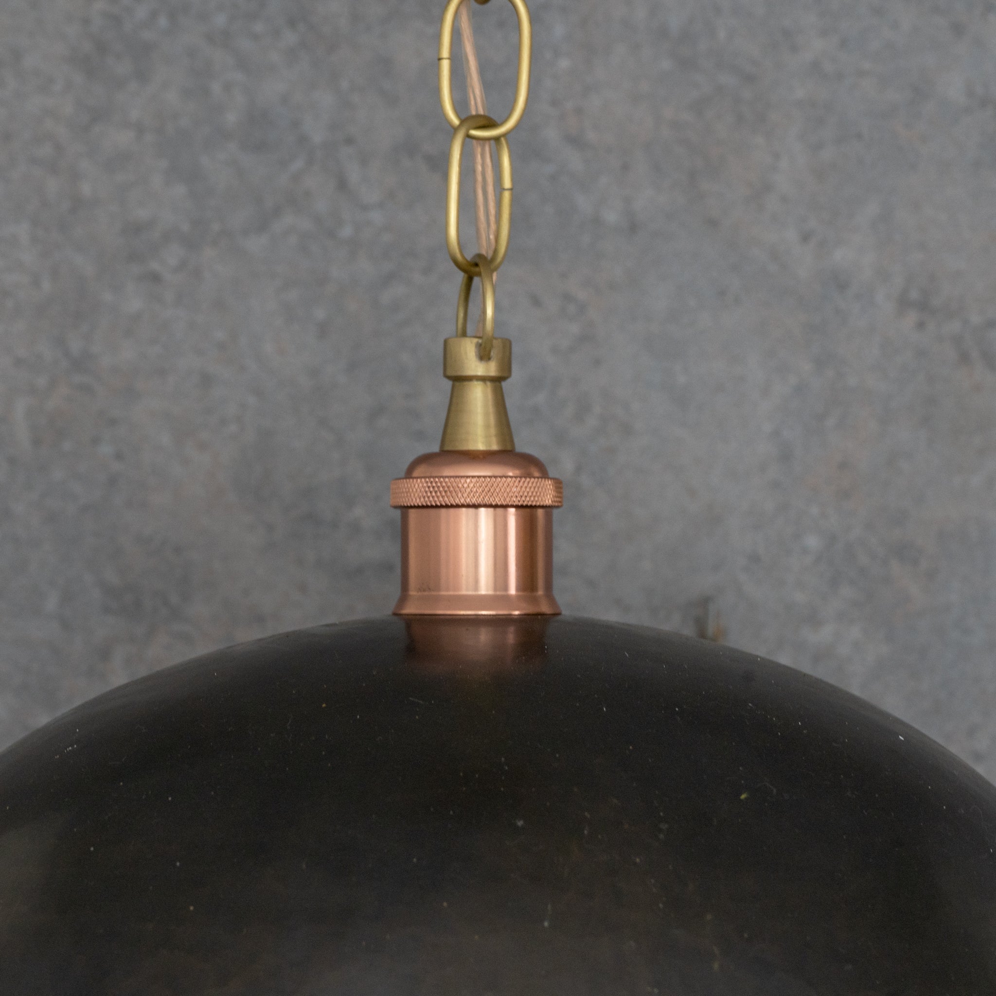 Vintage Oiled Brass Dome Pendant – Hand-Hammered Brass Interior Hanging Light alternate view 7