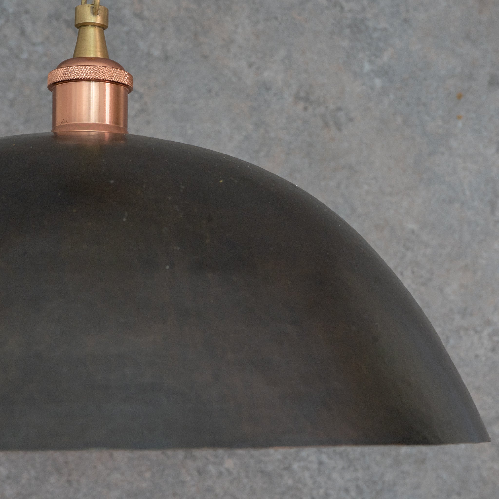 Vintage Oiled Brass Dome Pendant – Hand-Hammered Brass Interior Hanging Light alternate view 5