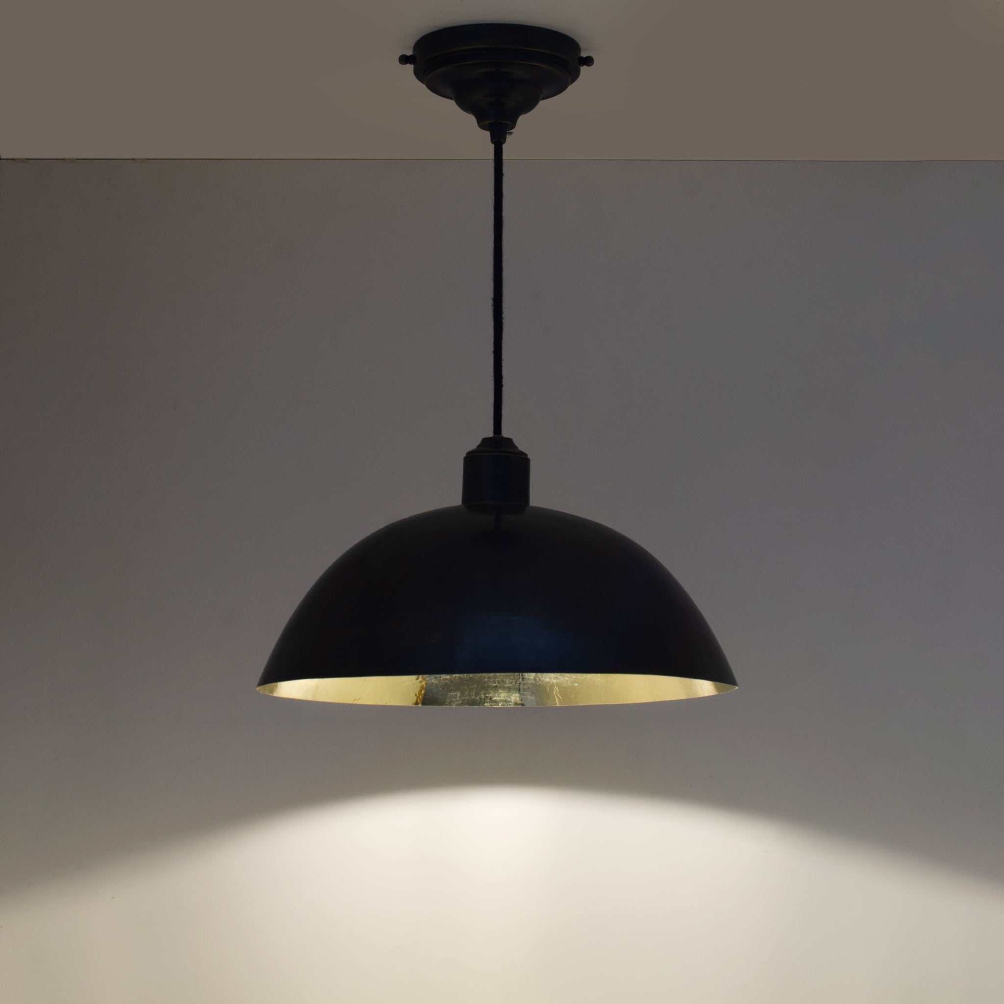 Vintage Solid Brass Pendant Light, Dome Ceiling Light, Oiled Finish alternate view 2