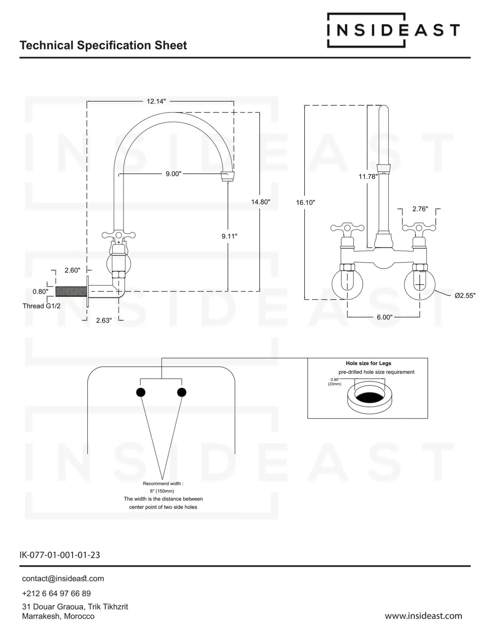 Wall Mount Bridge Faucet, Wall-Mount Sink Faucet, Wall Kitchen Faucet alternate view 9