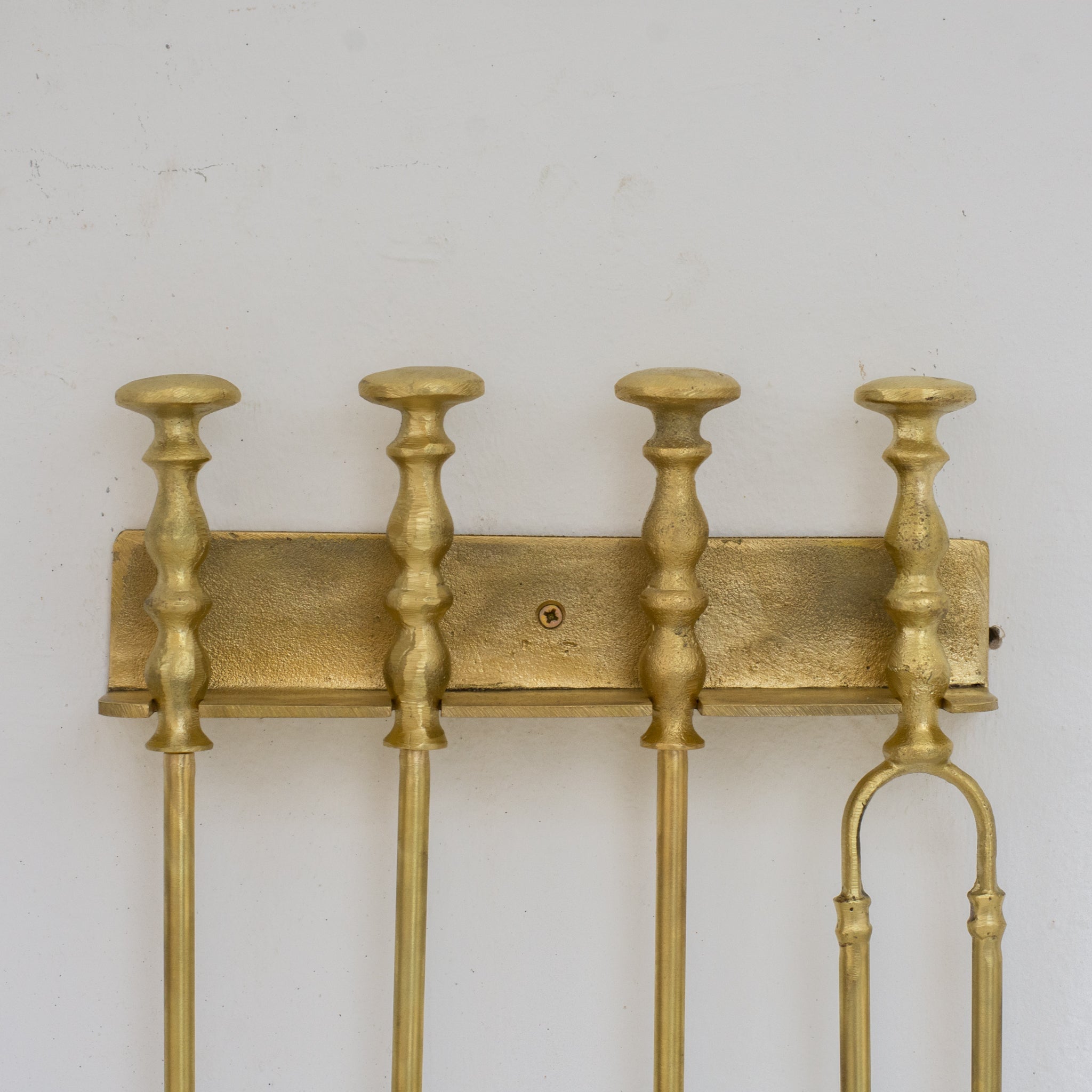 Wall-Mounted Solid Brass Fireplace Tools, Handcrafted Fireplace Set alternate view 2