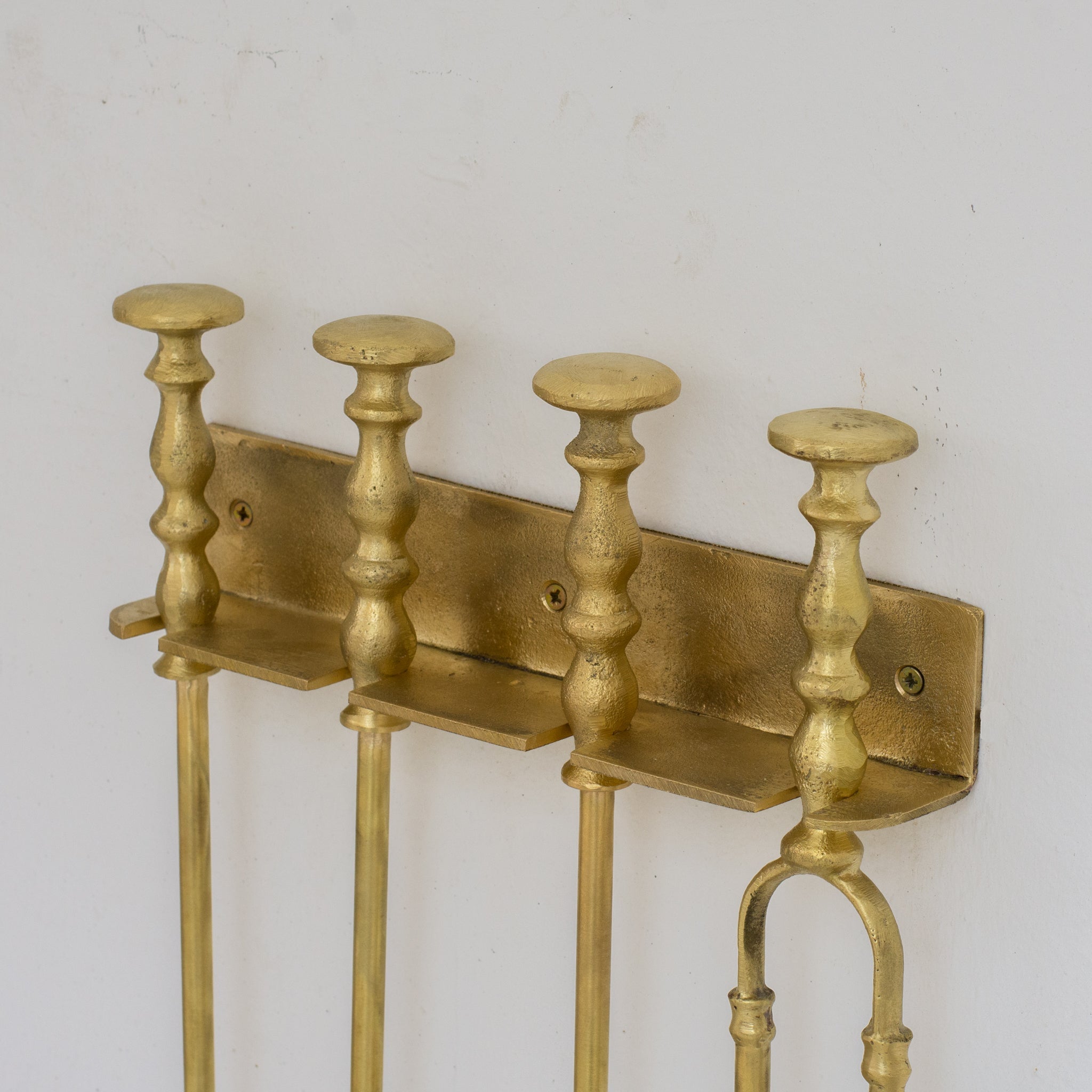 Wall-Mounted Solid Brass Fireplace Tools, Handcrafted Fireplace Set alternate view 3