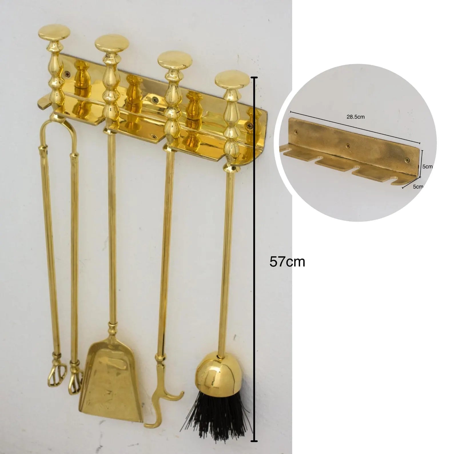 Wall-Mounted Solid Brass Fireplace Tools, Handcrafted Fireplace Set alternate view 11