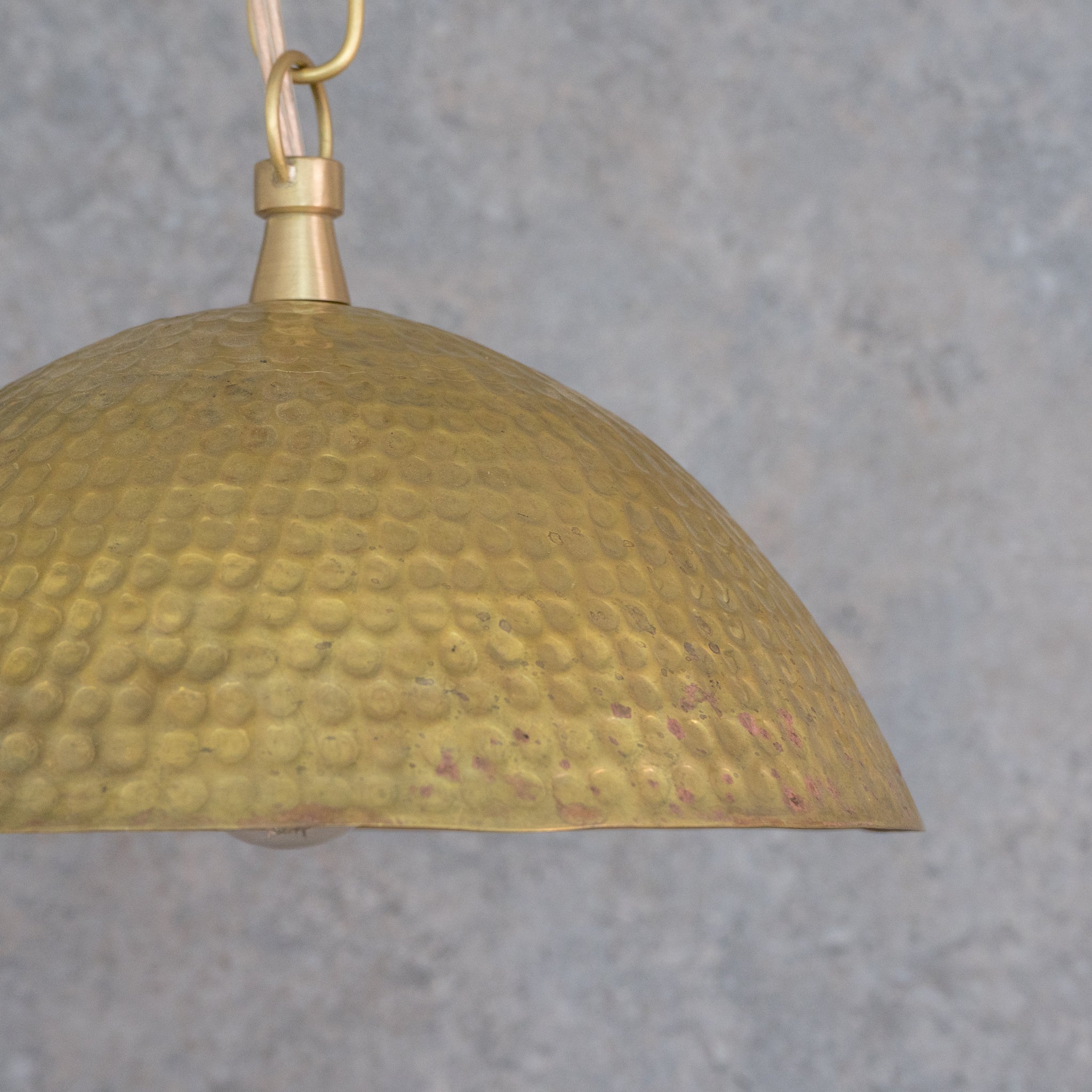 Weathered Antique Brass Dome Pendant - Hammered Moroccan Brass Light