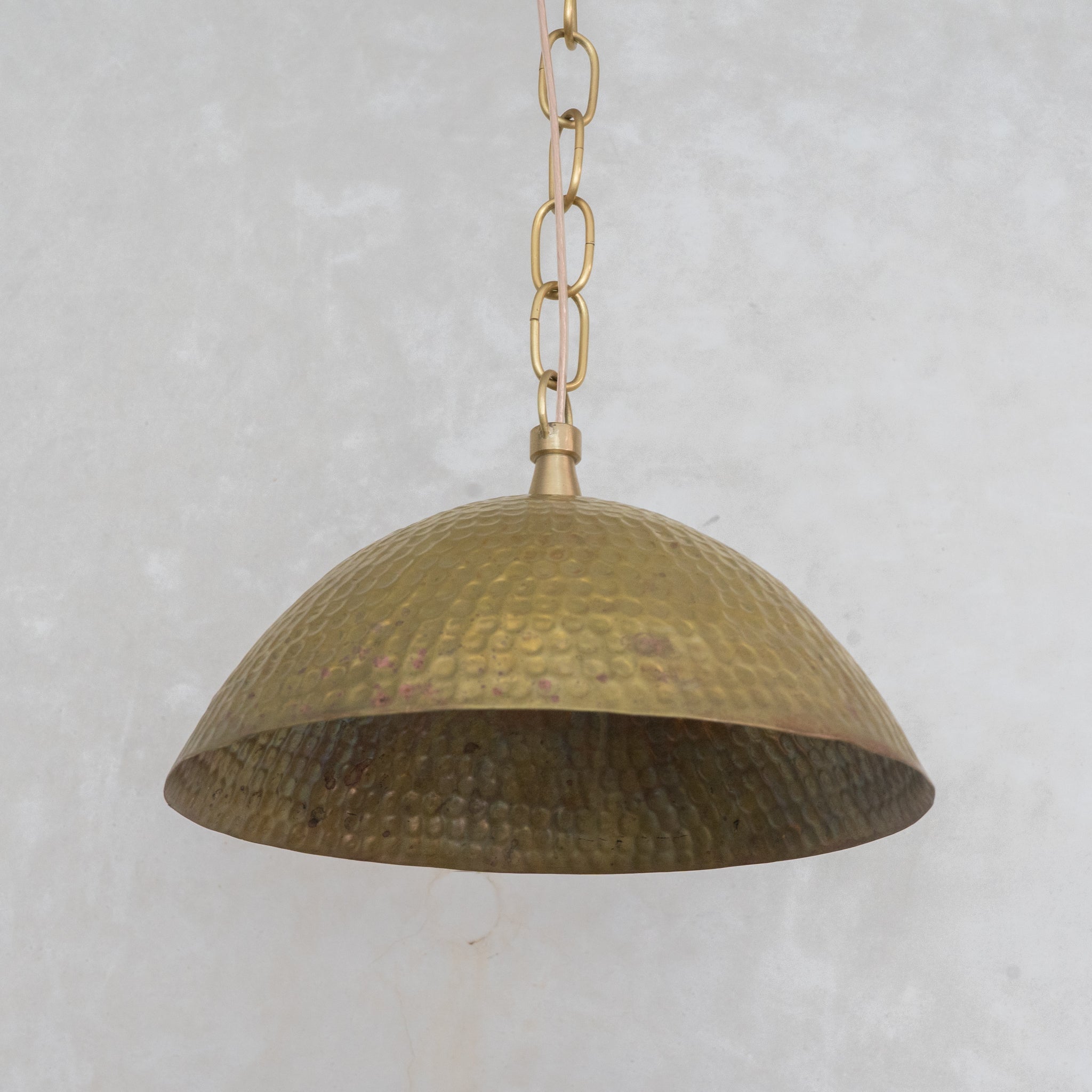 Weathered Antique Brass Dome Pendant - Hammered Moroccan Brass Light alternate view 4