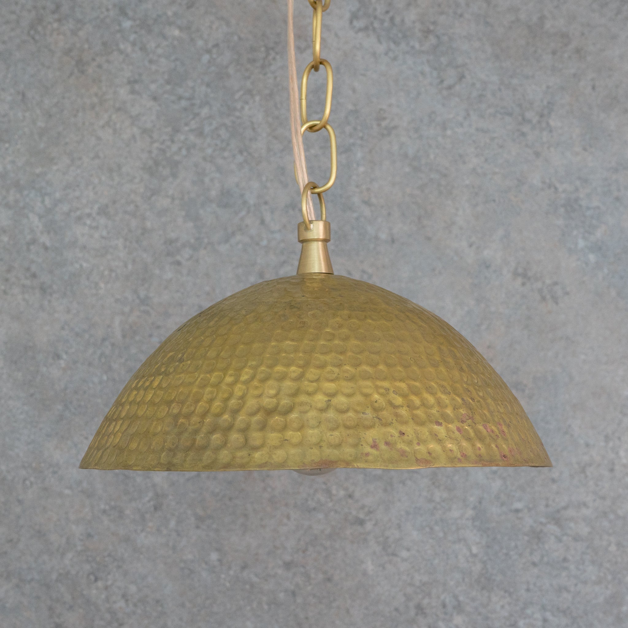 Weathered Antique Brass Dome Pendant - Hammered Moroccan Brass Light alternate view 9