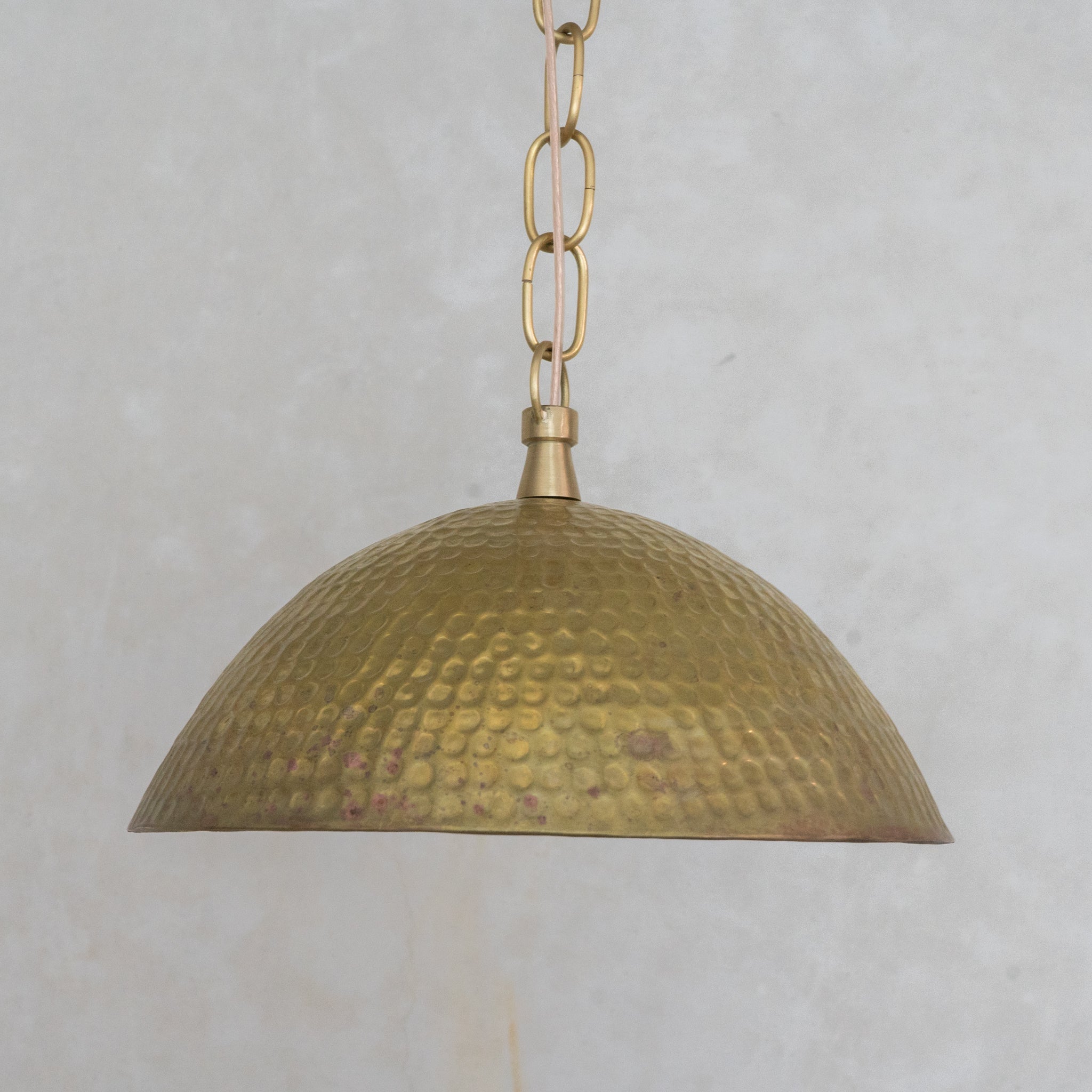 Weathered Antique Brass Dome Pendant - Hammered Moroccan Brass Light alternate view 5